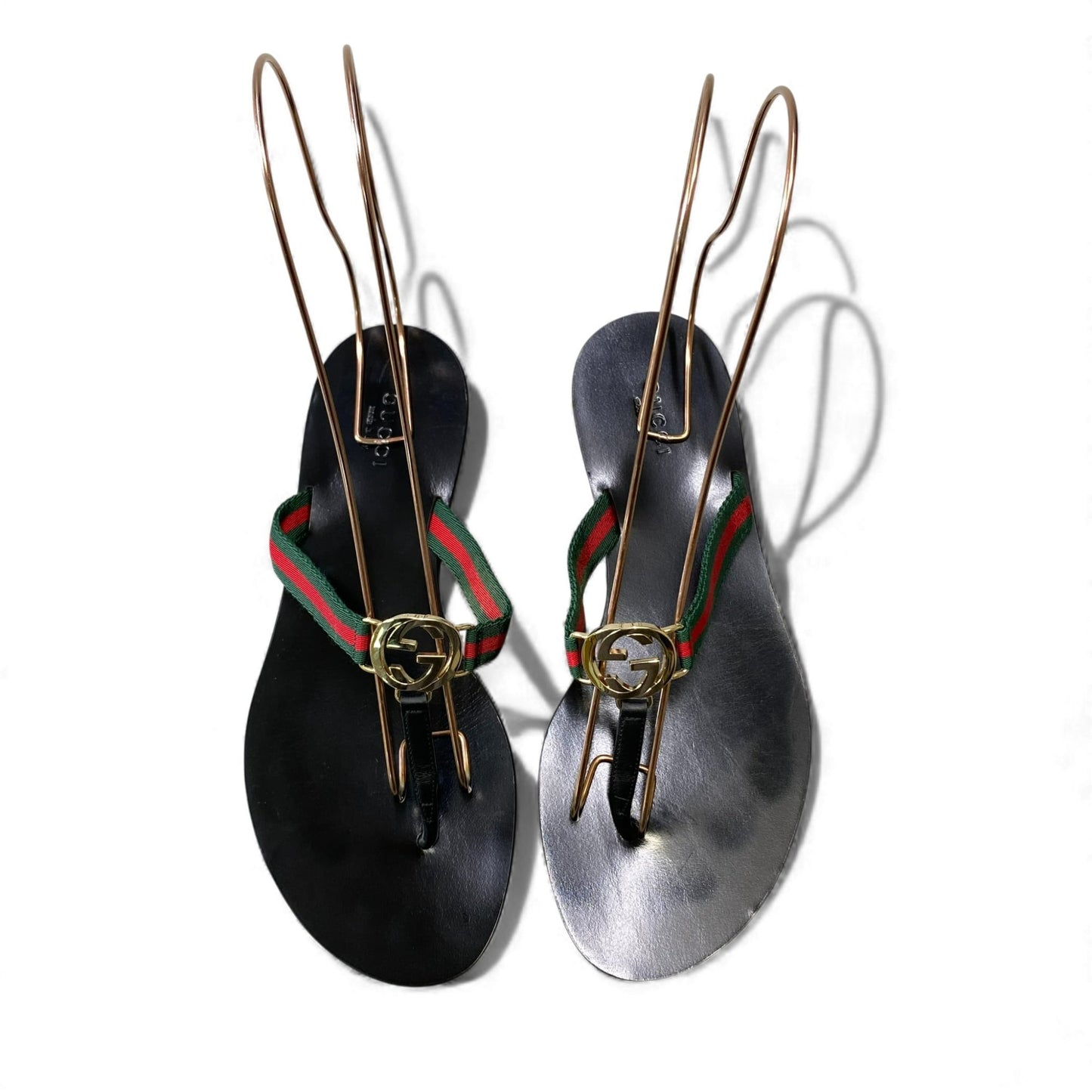 1L10 GUCCI グッチ トングサンダル GG ウェブストライプ シューズ イタリア製 37サイズ ブラック グリーン レッド レディースo07t