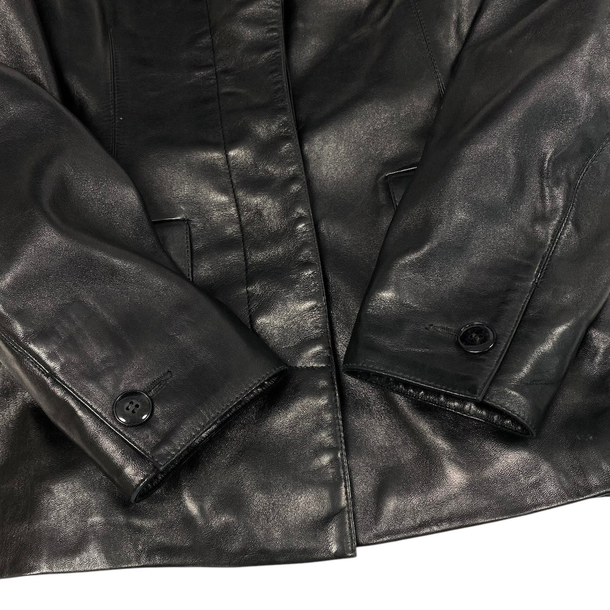 i18 ALAIA PARIS ヴィンテージ レザーテーラードジャケット フランス製 38サイズ ブラック レザー レディース 女性用u02t