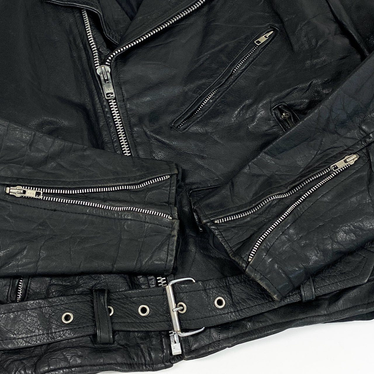 6L17 WILSONS LEATHER ウィルソンズレザー ダウブルライダースジャケット レザージャケット Lサイズ ブラック レザー メンズo07t