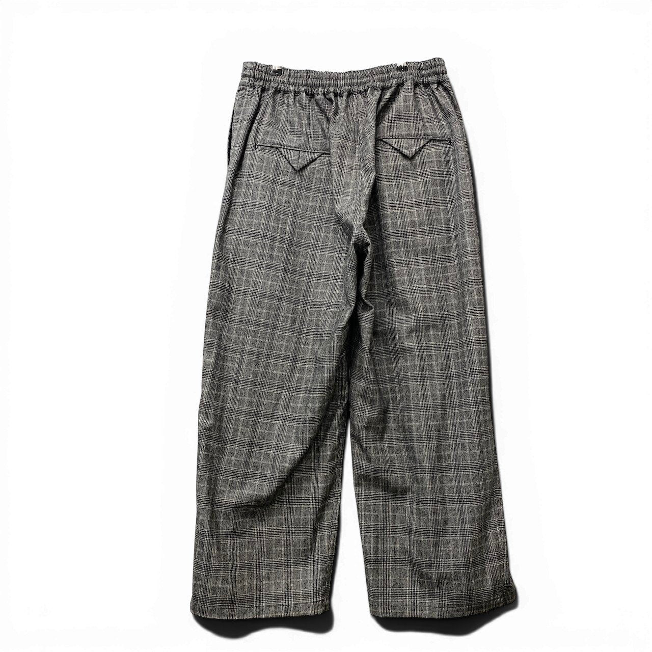 71f16【美品】 Sasquatchfabrix. サスクワッチファブリックス Big Silhouette Pants Super100's グレンチェック ストレートパンツ サイズL グレー メンズ 紳士服u02t