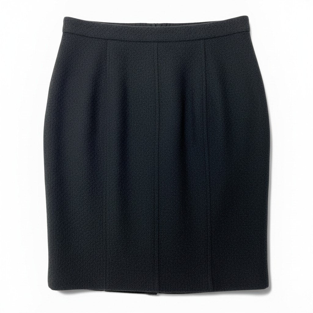 Cc30  CHANEL シャネル ツイードスカート 膝丈スカート ウールブレンド レディース 女性服 サイズ38 ブラックu02t