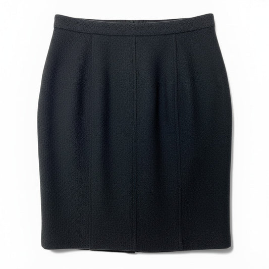 Cc30  CHANEL シャネル ツイードスカート 膝丈スカート ウールブレンド レディース 女性服 サイズ38 ブラックu02t
