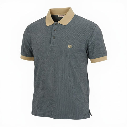 Ec27 LOEWE ロエベ 半袖ポロシャツ コットンシャツ ストライプ ロゴ刺繍 トップスカットソー Sサイズ ブラック ベージュ コットン100％ メンズ 男性用u02t