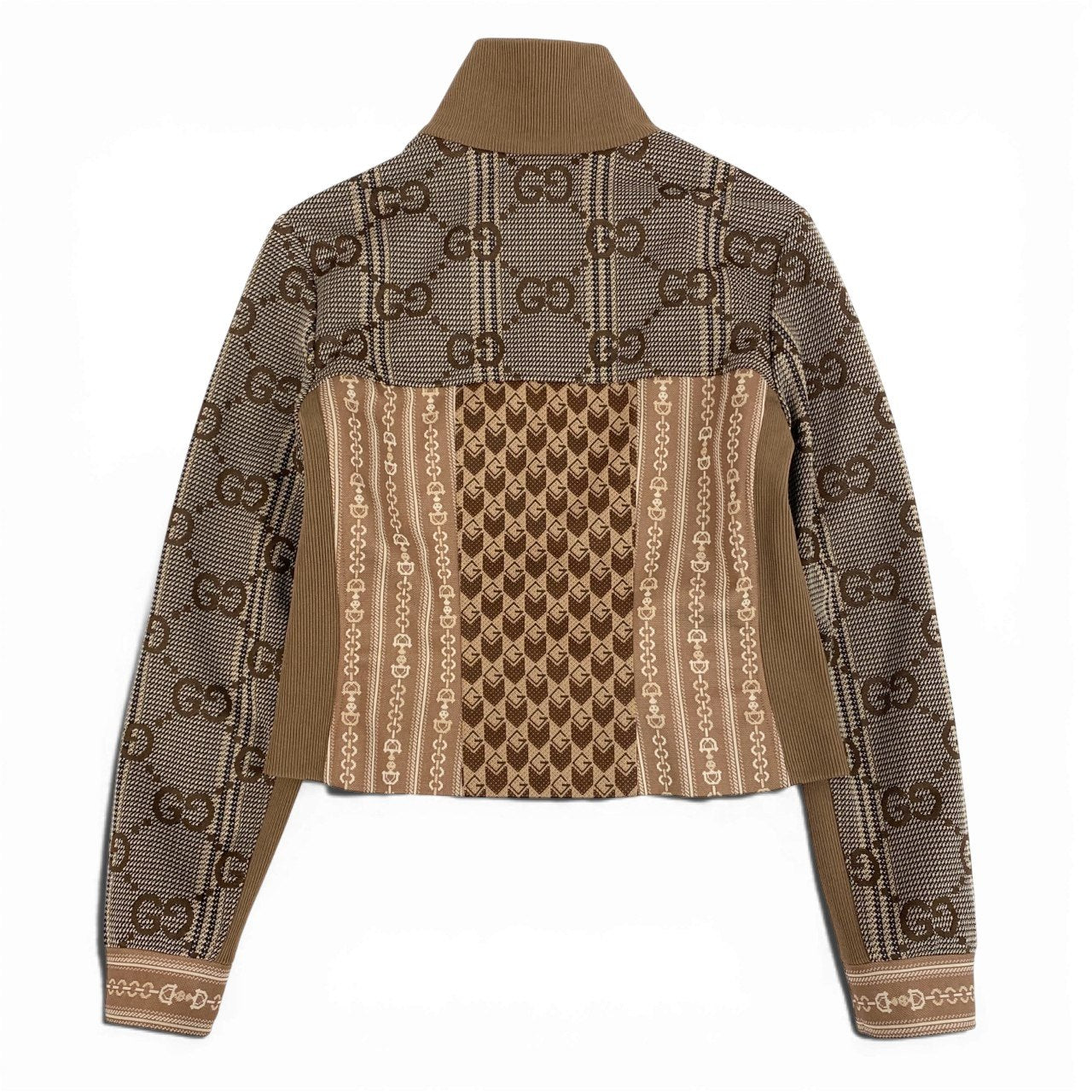 2L27 GUCCI グッチ 2024 Gランバス GGロゴ jacquard ジャガード ジャージ jacket ジャケット サイズXS ブラウン レディース 女性用k02i