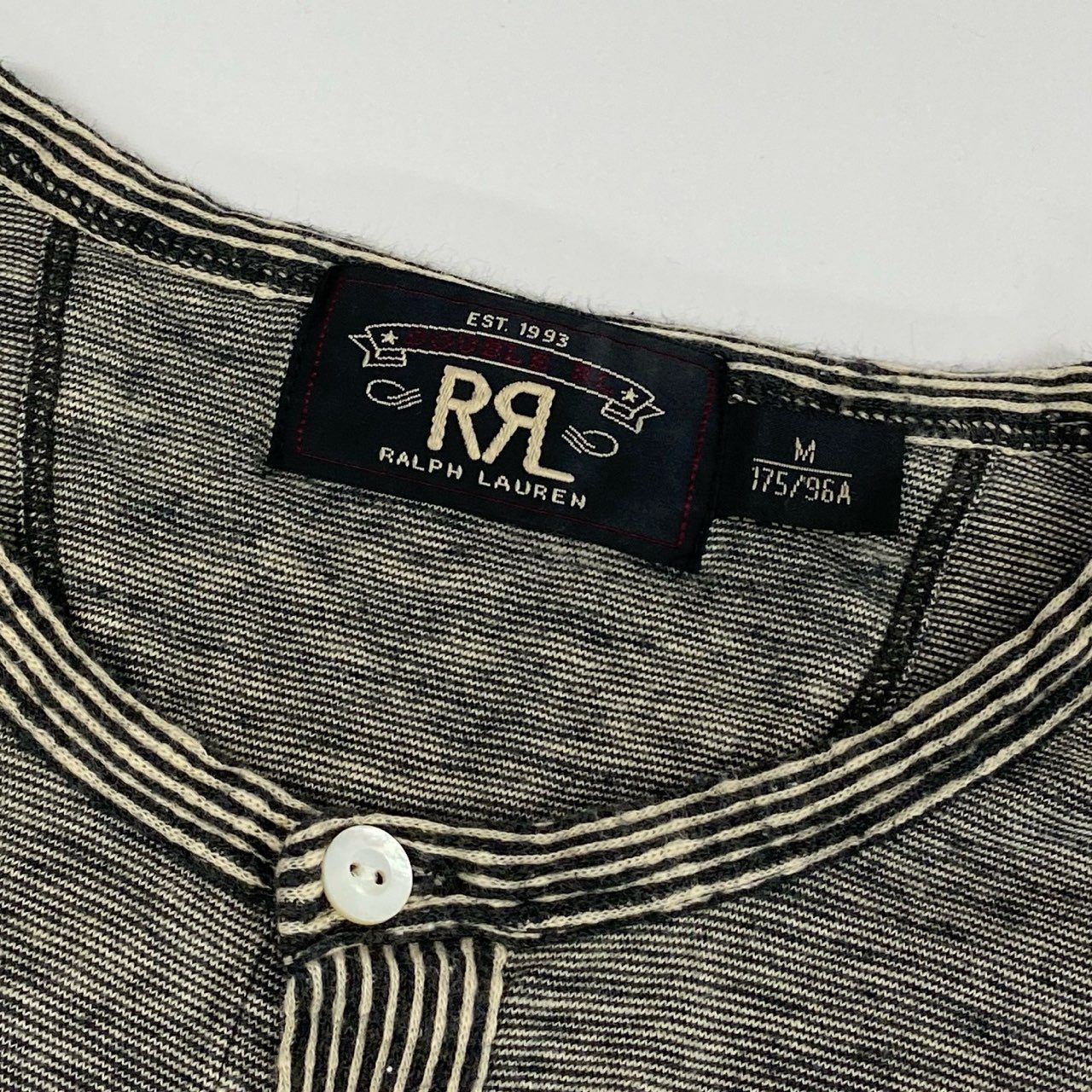 59b22 RRL ダブルアールエル ヘンリーネック カットソー 長袖Tシャツ メンズ 紳士服 サイズM グレー系 コットン100％u02t