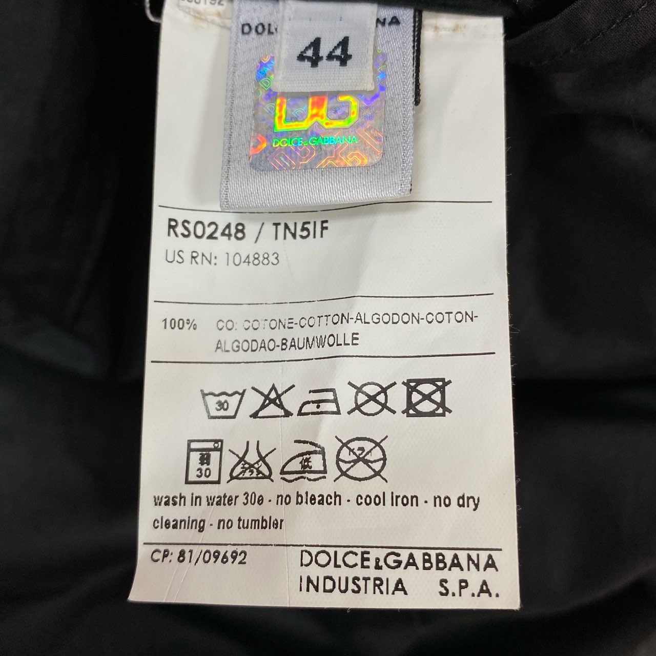 86l20 DOLCE&GABBANA ドルチェアンドガッパーナ 00`s vintage  Zip Cargo Shirt ロングスリーブシャツ ジップデザイン コットンシャツ メンズ 44 ブラック 綿100％k02i