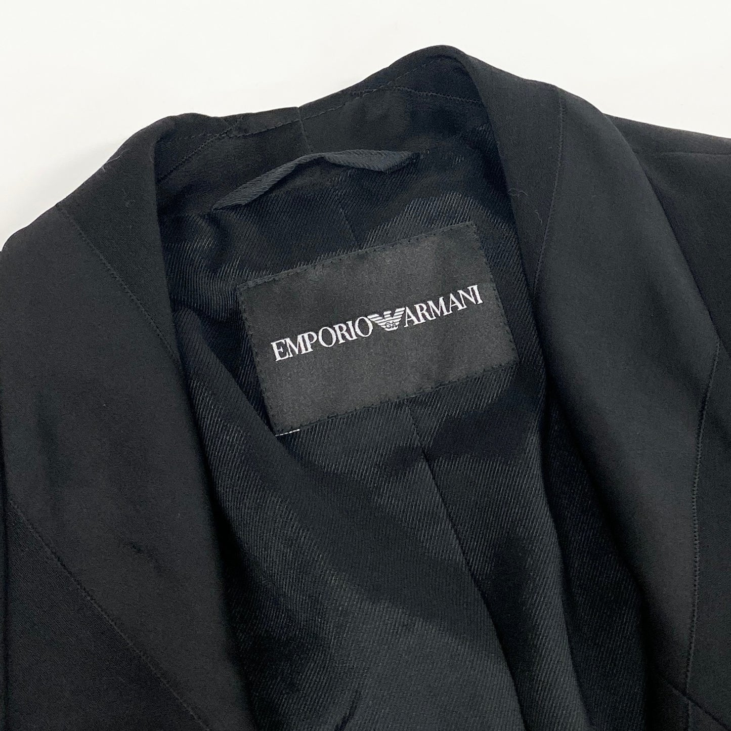 28k6《未使用品》 EMPORIO ARMANI エンポリオアルマーニ ストライプデザイン ダブルブレスト ブレザー 36 ブラック ジャケット タグ付きt18r