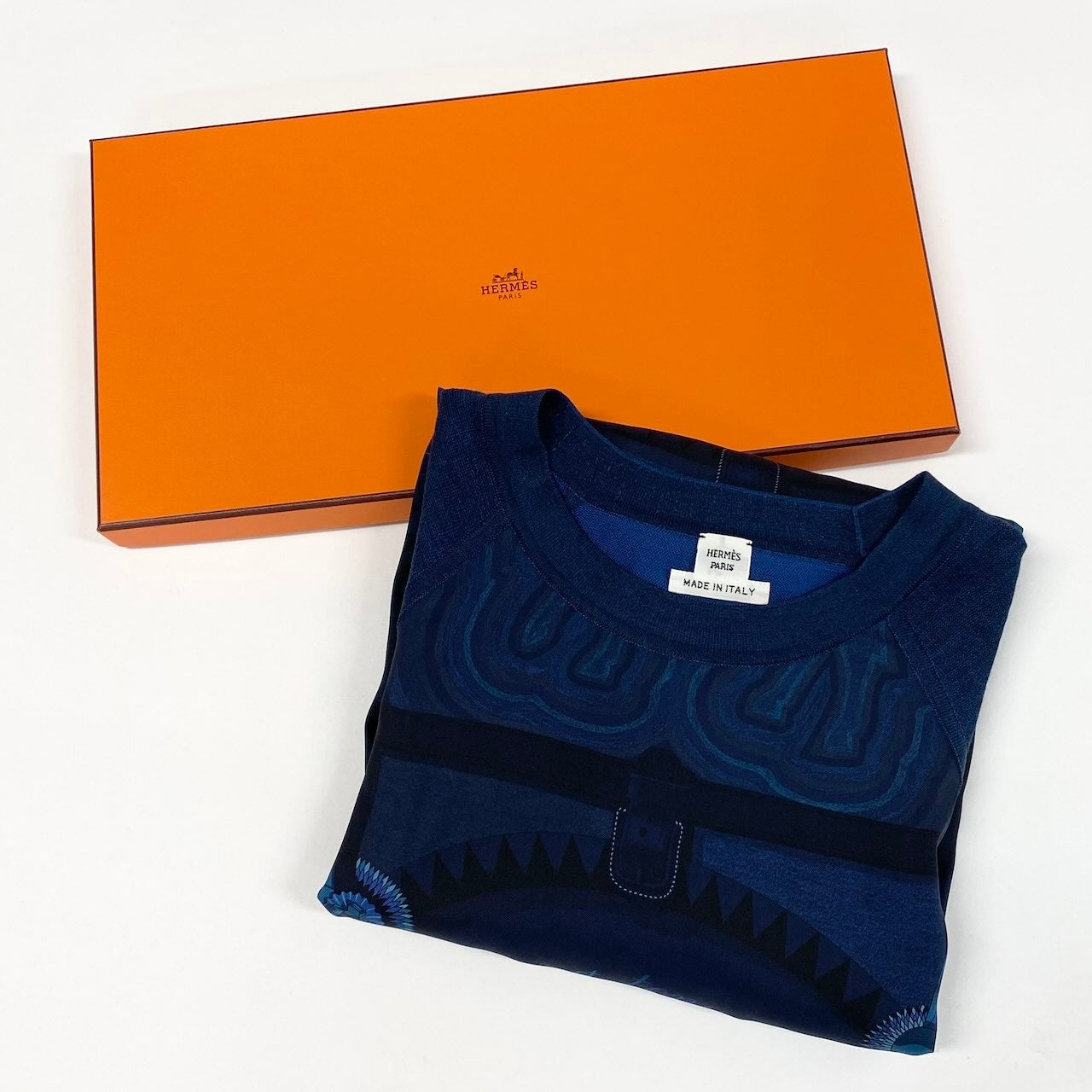 Ec24 《未使用品》定価￥545,600 HERMES エルメス 25AW ツイルレーヌ ロングスリーブニット サイズ38 ネイビー コロリアージュ ドゥ ジュールt18r
