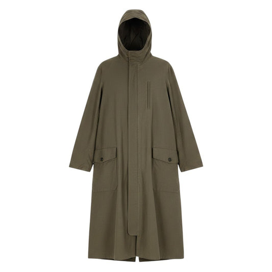 Ah6 Y's BANG ON! ワイズ バングオン YOHJI YAMAMOTO ジップアップコート ロングコート リバーシブルコート フード付き 2way YA-C90-802 2 カーキ 綿100％ メンズ 男性用o07t
