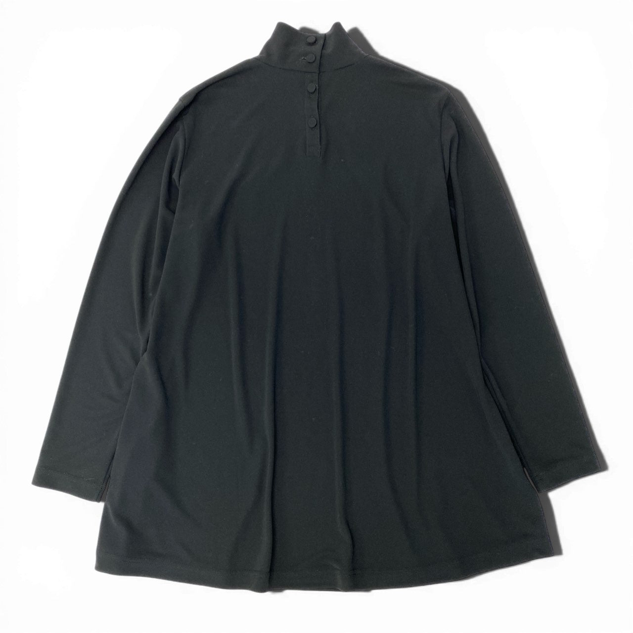 52b27 【美品】 TOKUKO 1er VOL トクコプルミエヴォル チュニックワンピース ロングスリーブ モックネック フロッキー柄 レディース 女性服 サイズ9 ブラックu02t