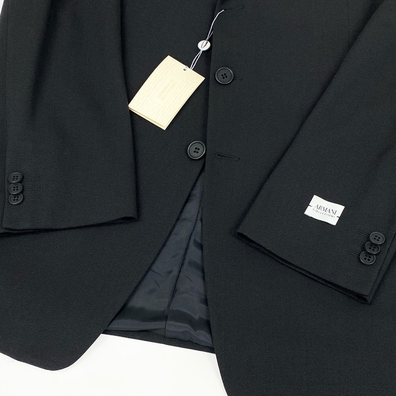 3d15 ARMANI COLLEZIONI アルマーニコレッツォーニ セットアップスーツ シングルスーツ フォーマル ビジネス サイズ54/R ブラック 無地 メンズ 紳士服o07t
