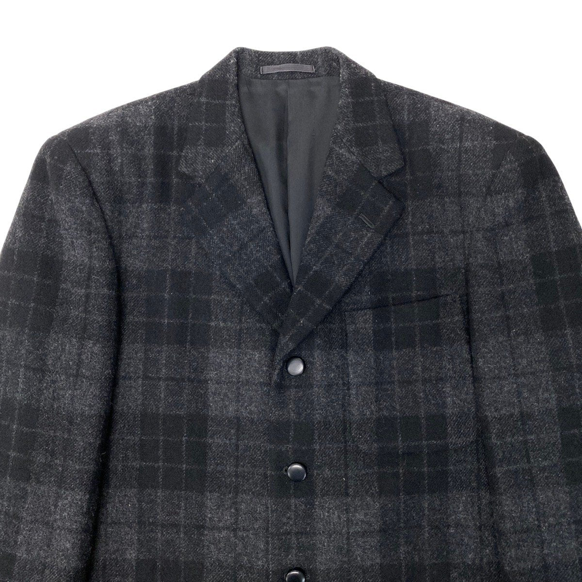54h22 COMME des GARCONS HOMME コムデギャルソン 4つボタン チェック柄 テーラードジャケット サイズM ブラック D-TK9210t18r