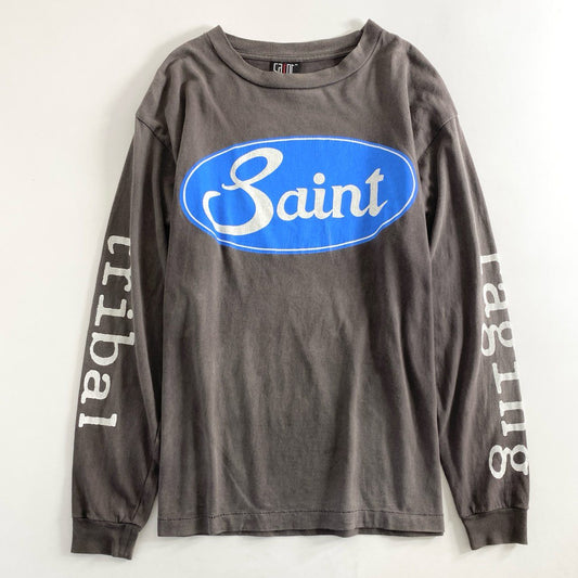 60e11 SAINT MICHAEL セントマイケル Ford Tee LS TEE TWAR BLACK 長袖Tシャツ カットソー プリント ロンT ロングスリーブ SM-S22-0000-033 Mサイズ ブラック コットン