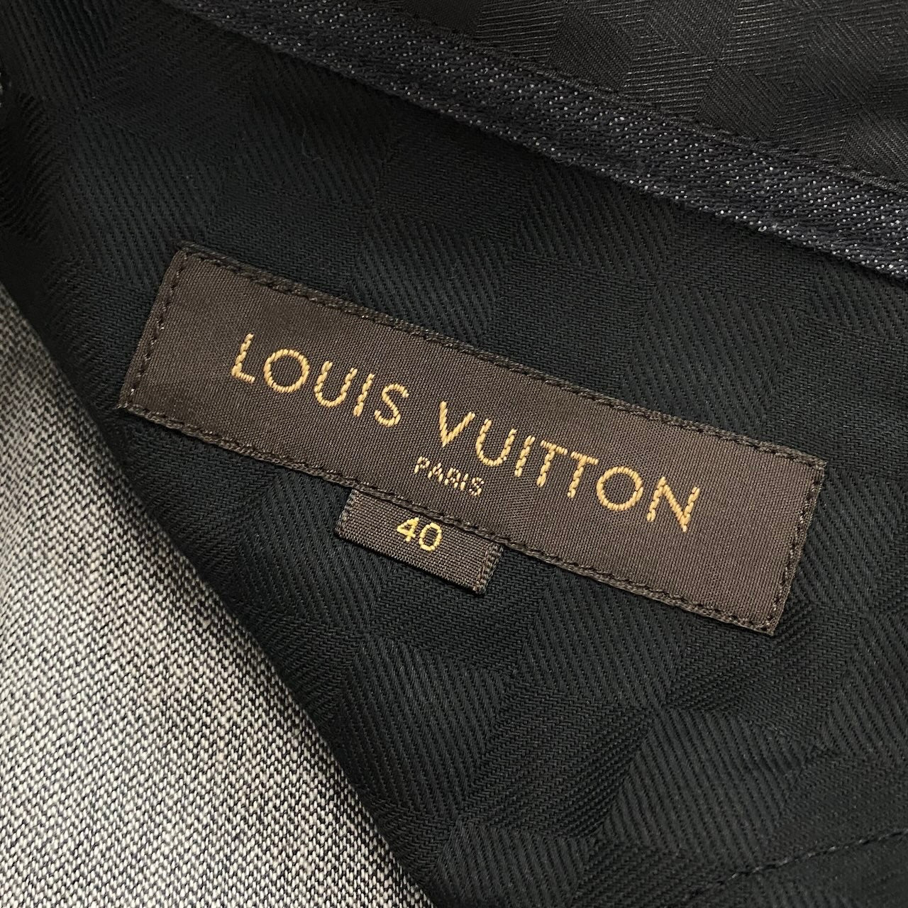 16d16【極美品】 LOUIS VUITTON ルイヴィトン デニムパンツ ブラックデニム ボトムス ダミエ柄 サイズ40 ブラック系 コットン100％ 牛革 メンズ 紳士服u02t