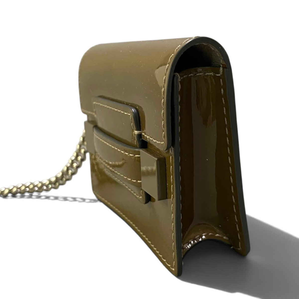 j2 DELVAUX デルヴォー マダム バッグチャーム Madame Charms Vernis カーキ エナメル アクセサリーt18r
