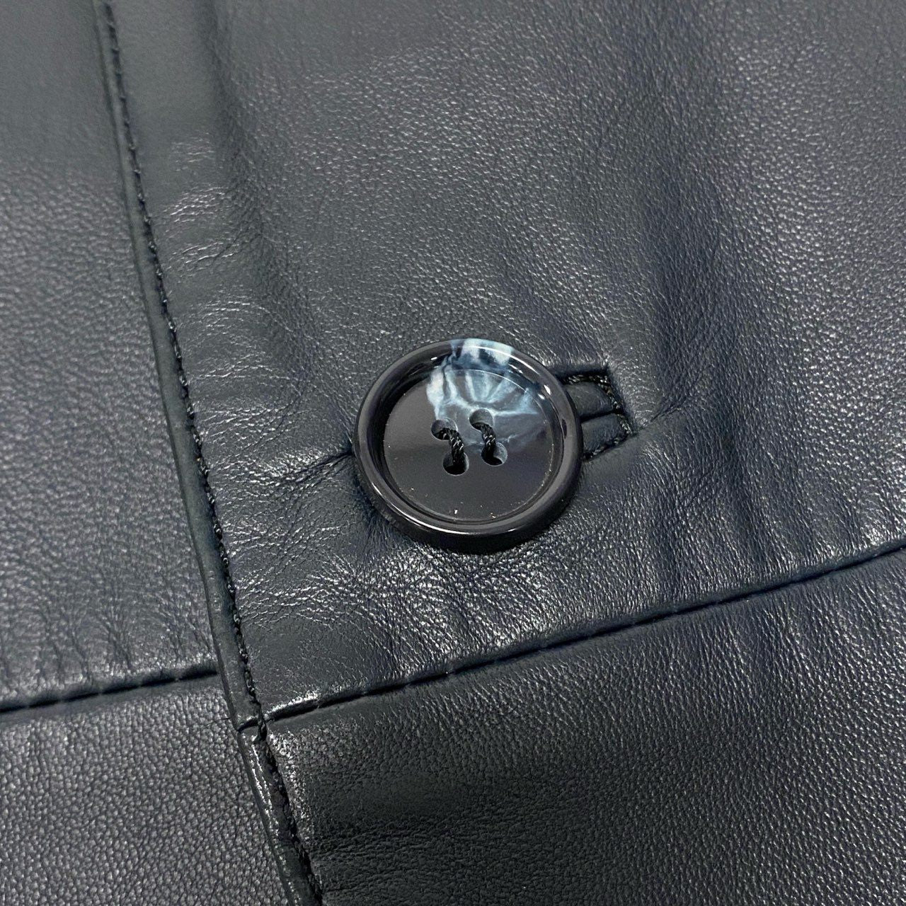 54b23 LOEWE ロエベ レザーテーラードジャケット レザージャケット アウター H1F7080EL 48サイズ ブラック ラムレザー 羊革 メンズo07t