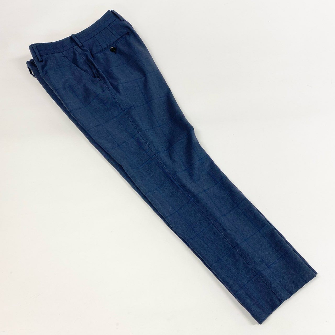 33i25 Paul Smith ポールスミス イタリア製生地 裏地花柄 シングルスーツ セットアップ M ブルー チェック ウール メンズk02i