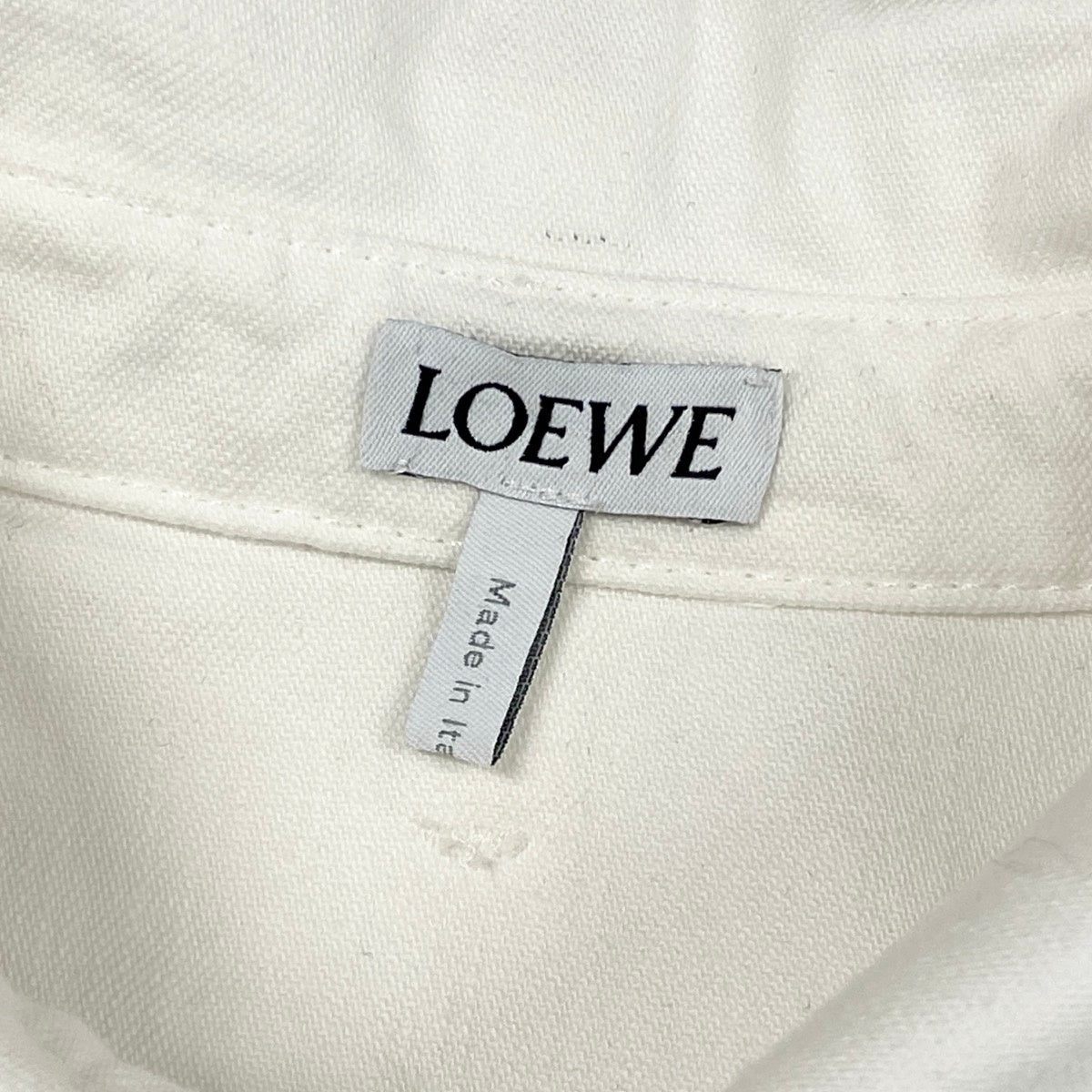 Ei4 【美品】LOEWE 2024AW デニムボウタイシャツ 34サイズ ホワイト コットン100％ レディース 女性用u02t
