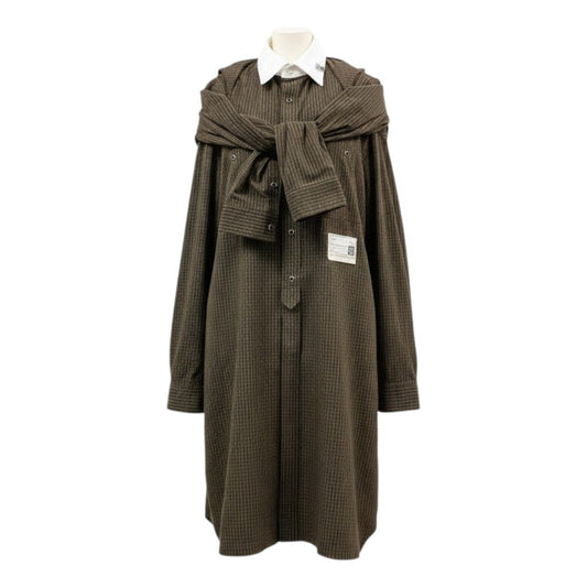 c24 定価￥71,500 Maison Mihara Yasuhiro メゾンミハラヤスヒロ 25AW ショールレイヤード シャツドレス Dress サイズ38 ブラウン ワンピースt18r
