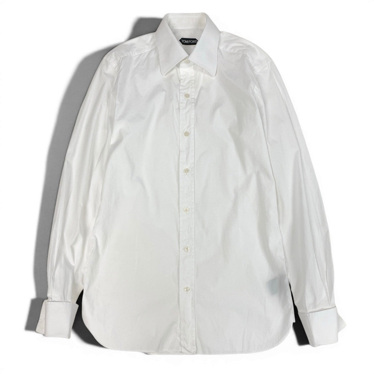 9f5② TOM FORD トムフォード 長袖シャツ コットンシャツ サイズ 39-15 1/2 無地 ホワイト コットン100％ メンズ 紳士服u02t