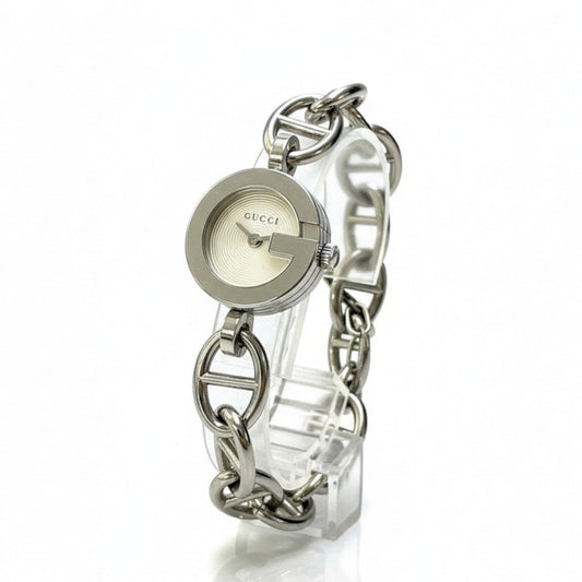 b13【稼働品】GUCCI グッチ シルバー ステンレス チェーンブレスレット ブレスウォッチ 腕時計 107 レディース chain bracelet bracelet watchta1