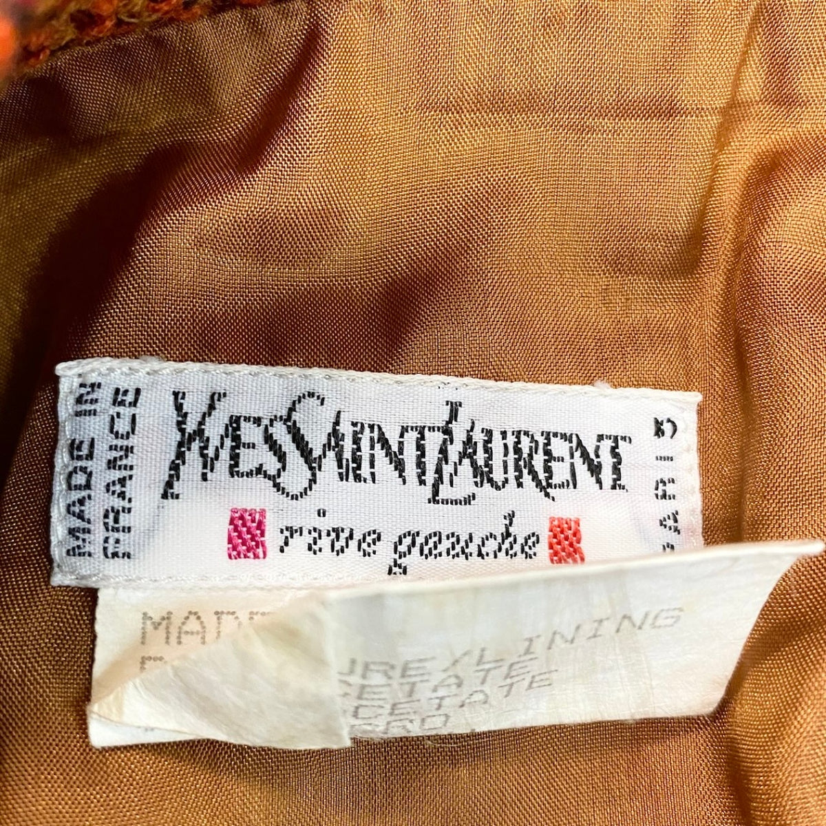 38j22 YVESSAINTLAURENT イヴサンローラン リヴゴーシュ ウールスカート サイズ38 オレンジ系 ウール100％ レディースu02t