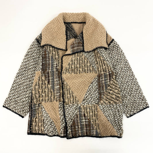 62g24 MISSONI ミッソーニ クレイジーパターン ローゲージ ニットガウン ニットジャケット サイズ48 マルチカラー メンズ_