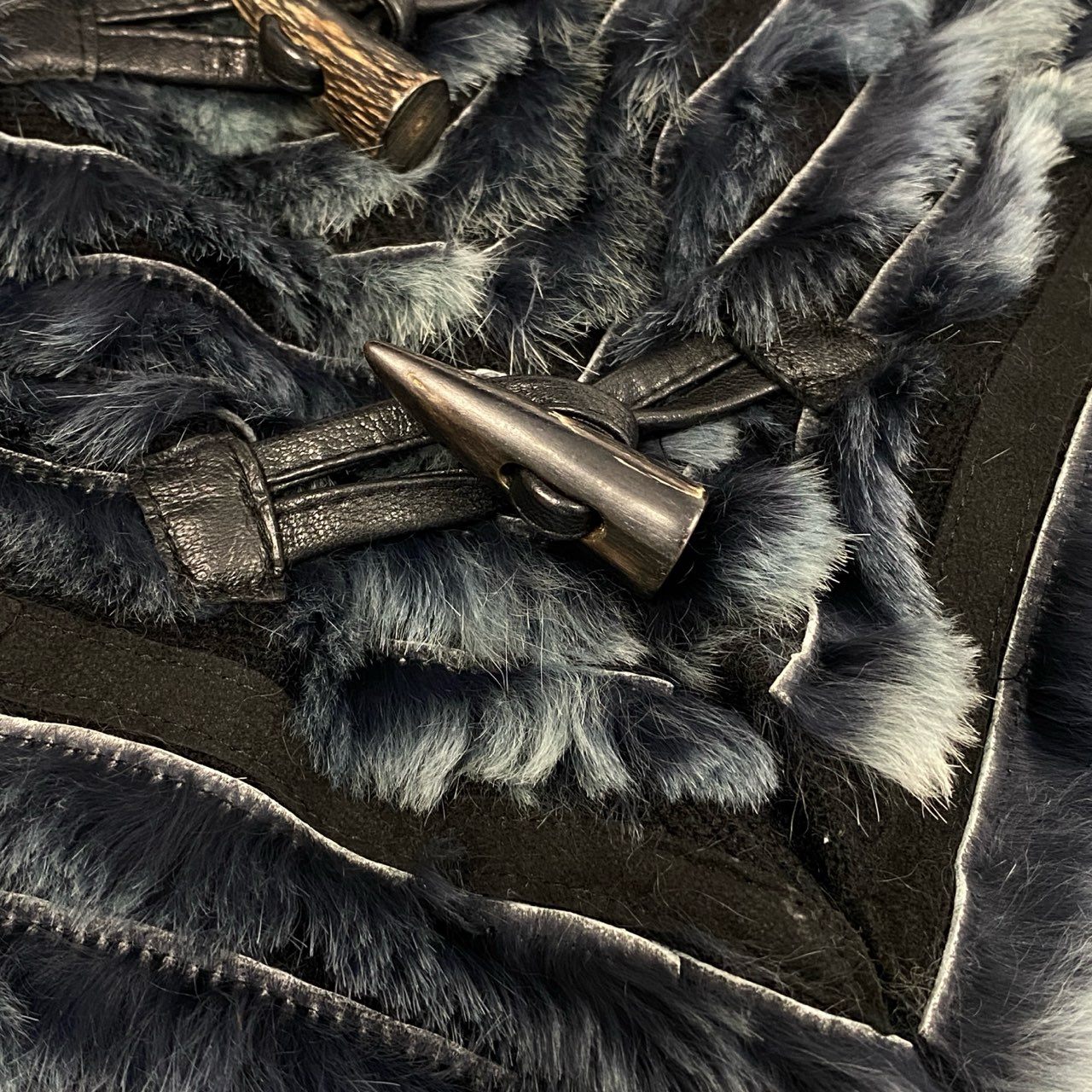 10a13 ポンチョ ヴィーゼル 本毛皮 トグルボタン レディース 女性用 Free ブルーグリーン系u02t