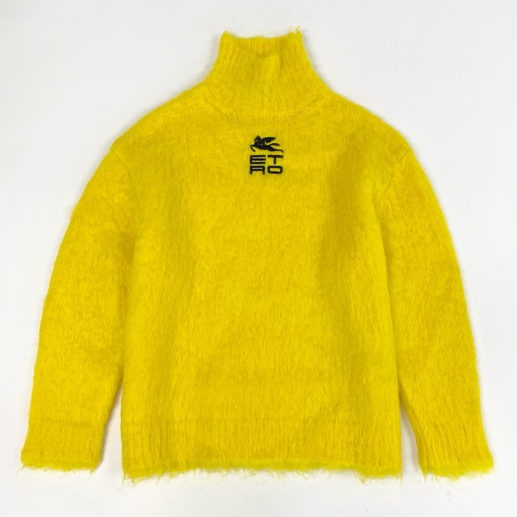7L22 ETRO エトロ CUBEロゴ ハイネックセーター 22~23AW モヘア ニットセーター 40サイズ イエロー レディースk02i