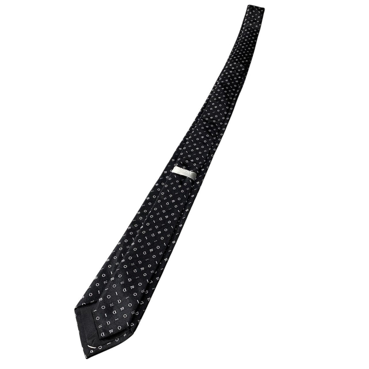 j14【未使用】 DIOR HOMME ディオールオム ブランドロゴ 総柄 ネクタイ ブラック シルク100％ メンズu02t
