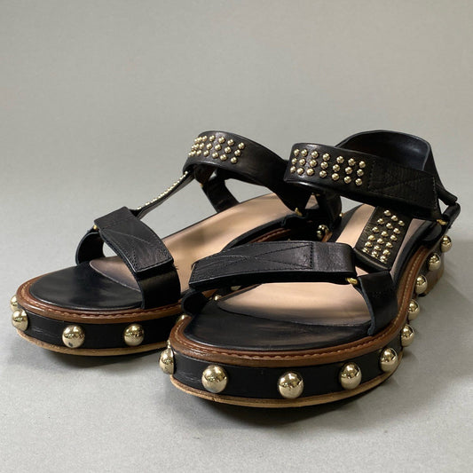 3i30 RED VALENTINO レッドヴァレンティノ スタッズサンダル ストラップサンダル イタリア製 38サイズ ブラック VERO CUOIO 本革 レディースt18r