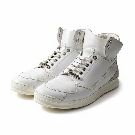 2h11 Dior ディオール ハイカットスニーカー レザースニーカー シューズ イタリア製 41サイズ ホワイト レザー メンズ 男性用t18r