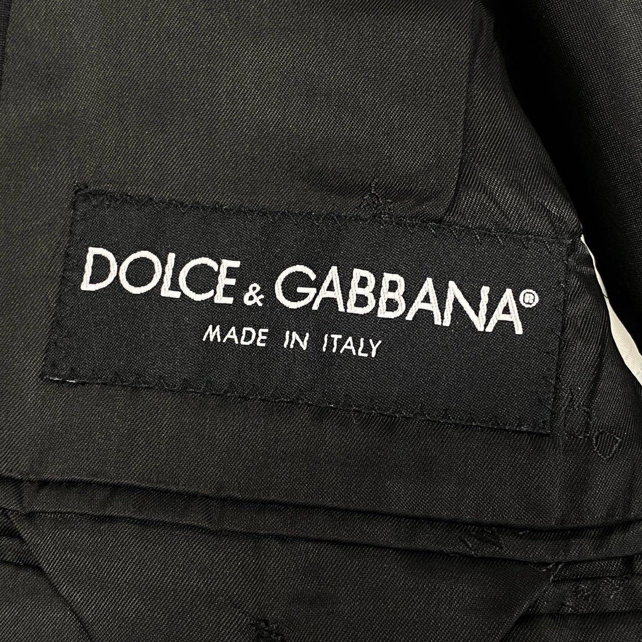 42b27 DOLCE＆GABBANA ドルチェ＆ガッバーナ シングルスーツ セットアップ ビジネス 46 ブラック ストライプ ウール メンズu02t