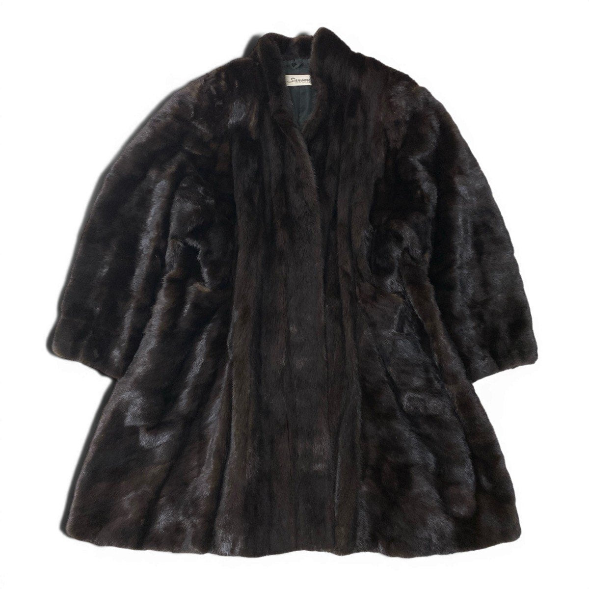 91h9 Sansuri FUR COLLECTION デミバフミンク ロングコート 丈105cm 裾幅250cm F ブラウン 最高級本毛皮 Mink Fur Long Coat 裾幅250cmt18r