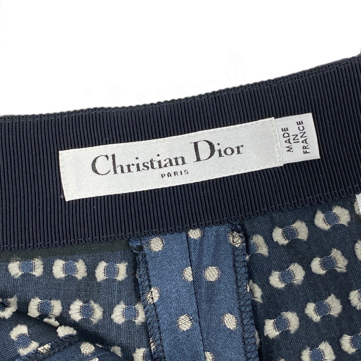 Ej15 【極美品】 Christian Dior クリスチャンディオール ドット柄 ショートパンツ 1F1P62A7631 サイズ36 ネイビー シルク コットン レディースo07t