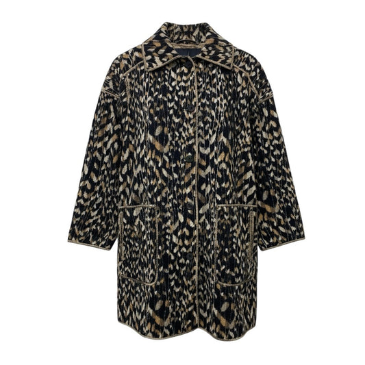 11a30 【美品】MISSONI ミッソーニ ウールニットリバーシブルコート ロングコート 総柄 イタリア製 42サイズ マルチカラー レディース 女性用u02t