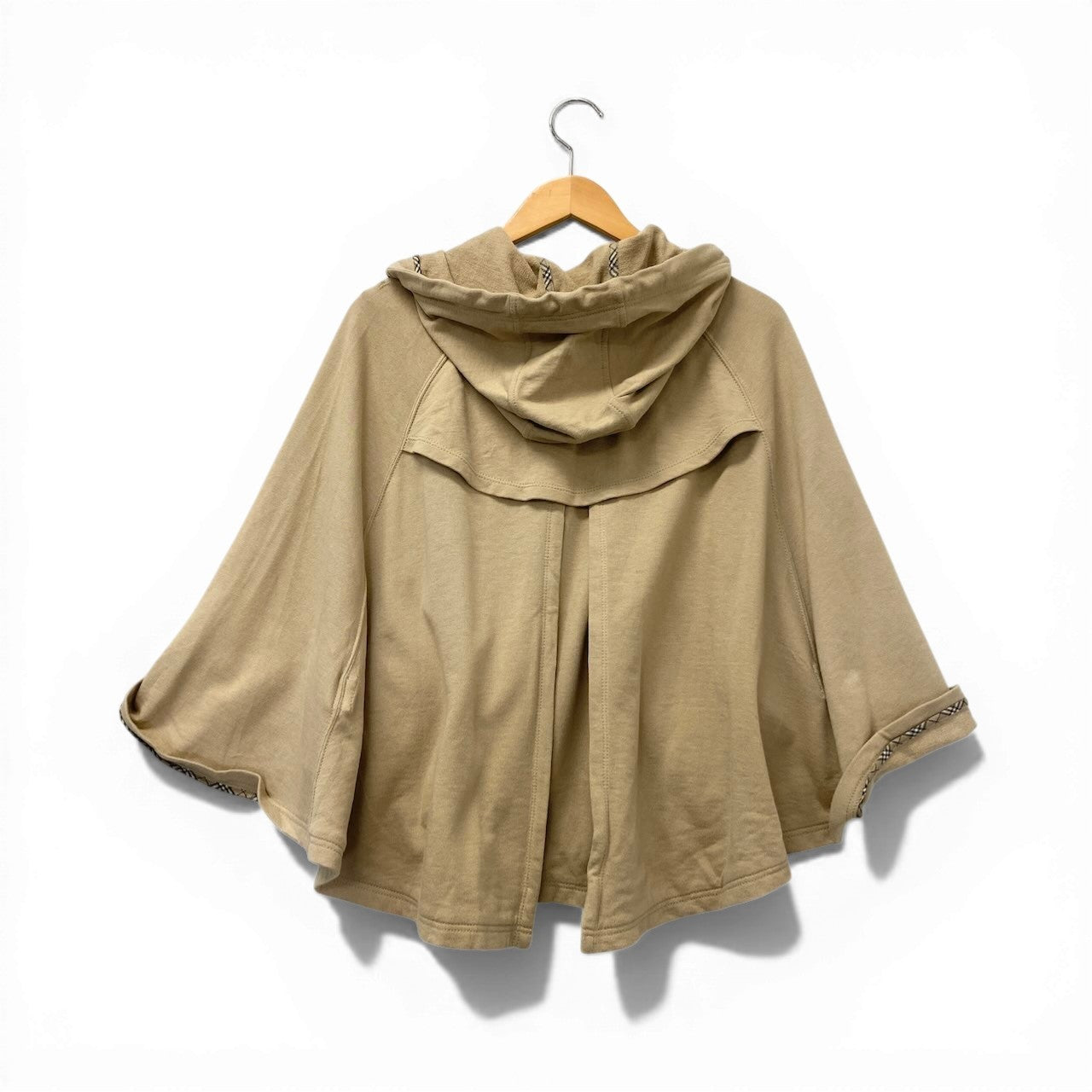 86c31 BURBERRY BLUE LABEL バーバリー ブルーレーベル フード付き コットンポンチョ サイズ38 ベージュ ケープ 日本製t18r