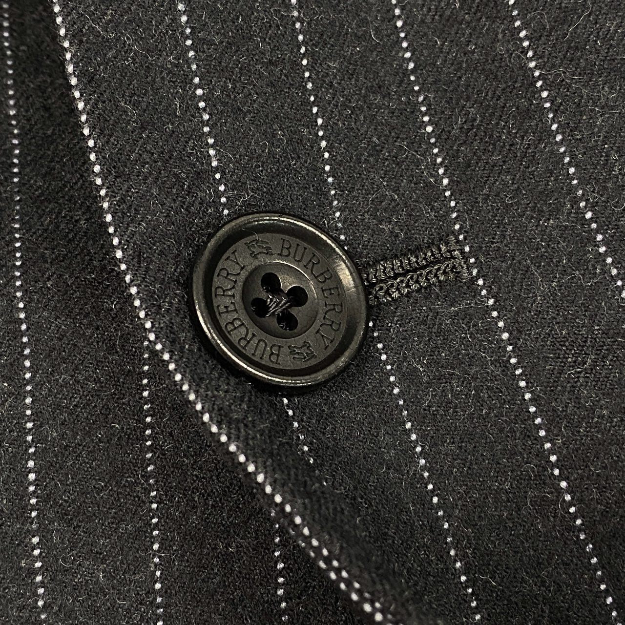 39d14 BURBERRY BLACK LABEL バーバリー ブラックレーベル ストライプスーツ セットアップ サイズ82-76-170 ブラック フォーマルt18r