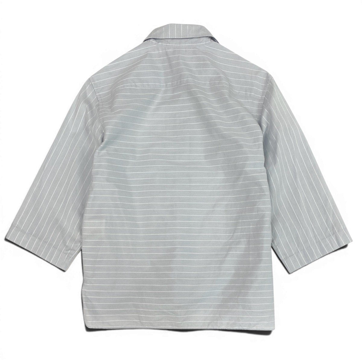 Ce28 CHANEL シャネル 2000年ss IDENTIFICATION 七分袖シャツ 袖ロゴ ボーダー柄 P14742V08220 サイズ40 ライトグレー ホワイト コットン100％ レディースu02t