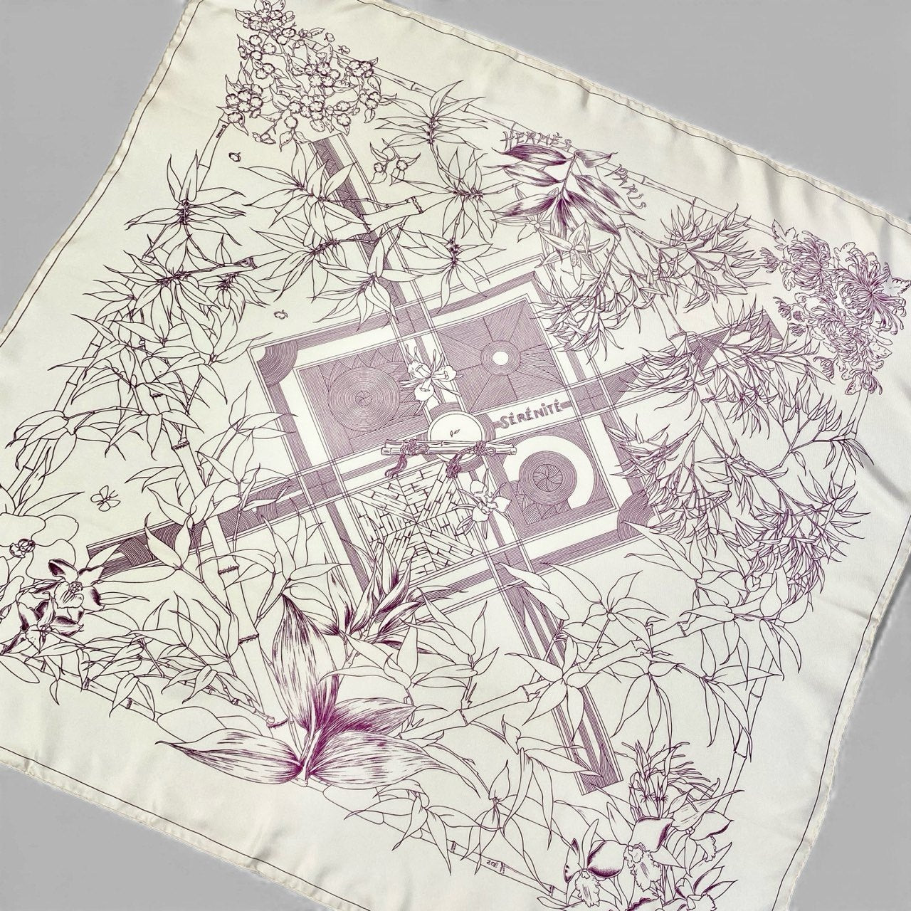 b20 HERMES エルメス SERENITE CARRE 90 SCARF セレニテ カレ90 スカーフ 90 ホワイト Banboo Printt18r