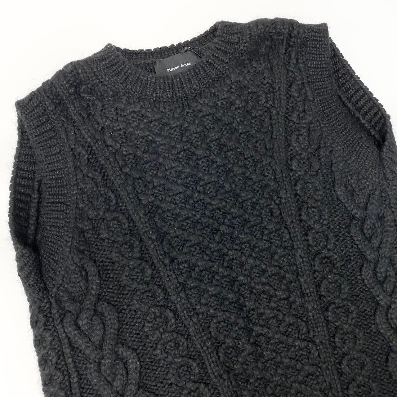 84c27《美品》 Simone Rocha シモーネロシャ スカルプテッド バックオープン ニットベスト サイズS ブラック アルパカメイン タグ付t18r