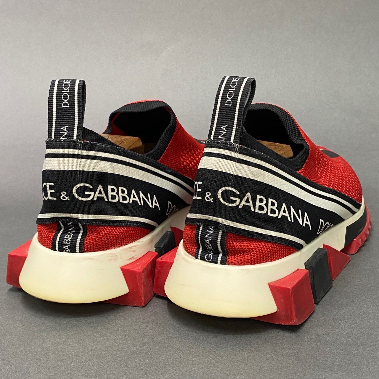 l22 DOLCE＆GABBANA ドルチェアンドガッパーナ SORRENTO SNEAKER ソレント スニーカー 42.5 レッド ブラック スリッポン シューズ イタリア製