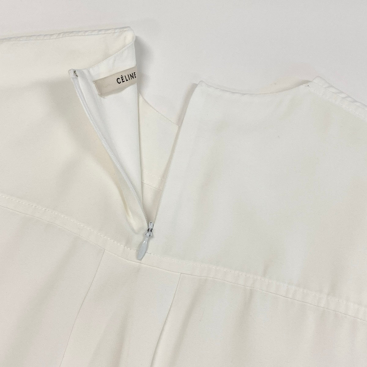 Ee25 CELINE セリーヌ ファイロ フィービー期 チュニック丈 とろみブラウス 5分袖 サイズ36 ホワイト レディース 女性服k02i