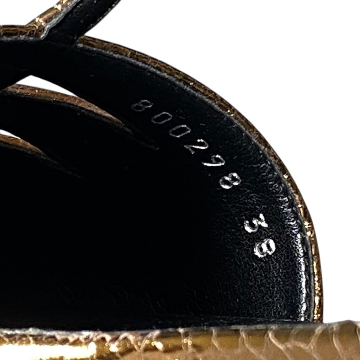 h13【美品】STELLAMcCARTNEY パイソン型押し Tストラップフラットシューズ 38サイズ ゴールド レザー レディース 女性用k02i