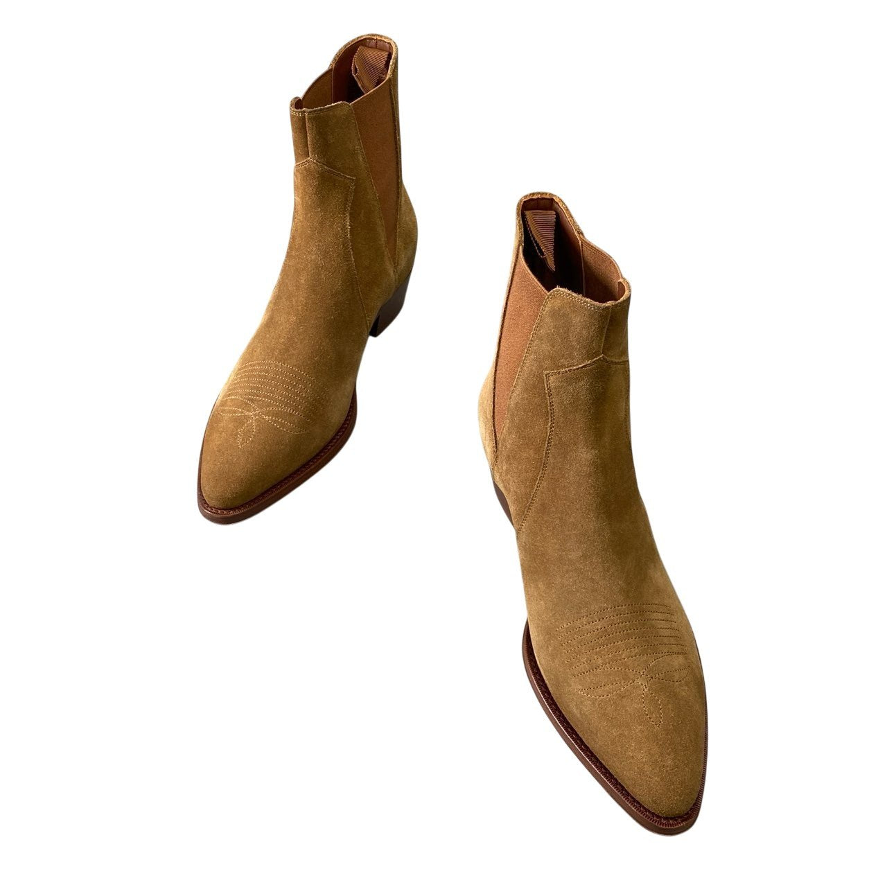 1L11【極美品】CELINE セリーヌ エディスリマン ウエスタンブーツ チェルシーブーツ ハバナ サイズ40 ベージュ スウェード メンズ 男性用 靴k02i