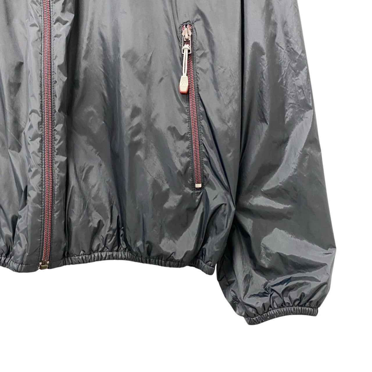 77b26 ZegnaSport ゼニアスポーツ リバーシブルジャケット ブルゾン 3Way フード収納 Lサイズ グレー ナイロン100％ コットン100％ メンズ 男性用u02t