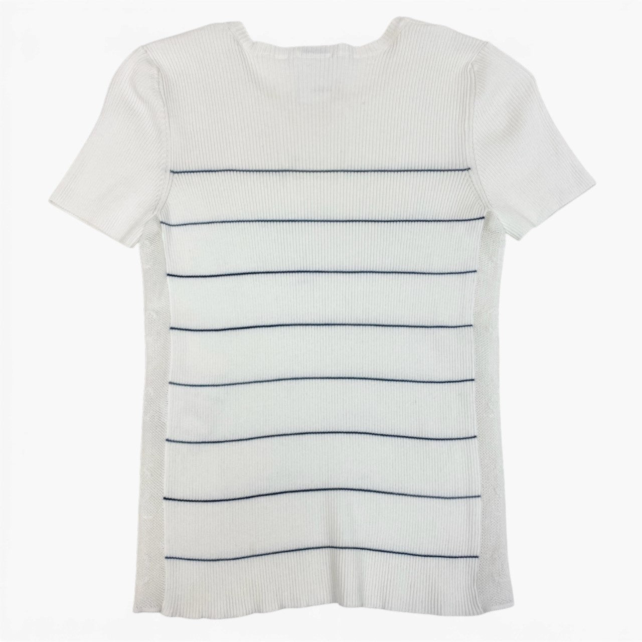 Cb19-1 CHANEL シャネル 2004年 P23260 ココマークデザイン サイドメッシュ 半袖ニット カットソー サイズ38 ホワイト レディース トップスta1