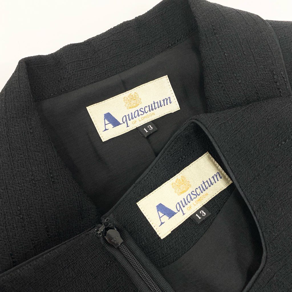 5a12 《美品》 Aquascutum OF LONDON アクアスキュータム アンサンブルワンピース ブラックフォーマル ドッキングワンピース ジャケット レディース 女性用 13 ブラックu02t