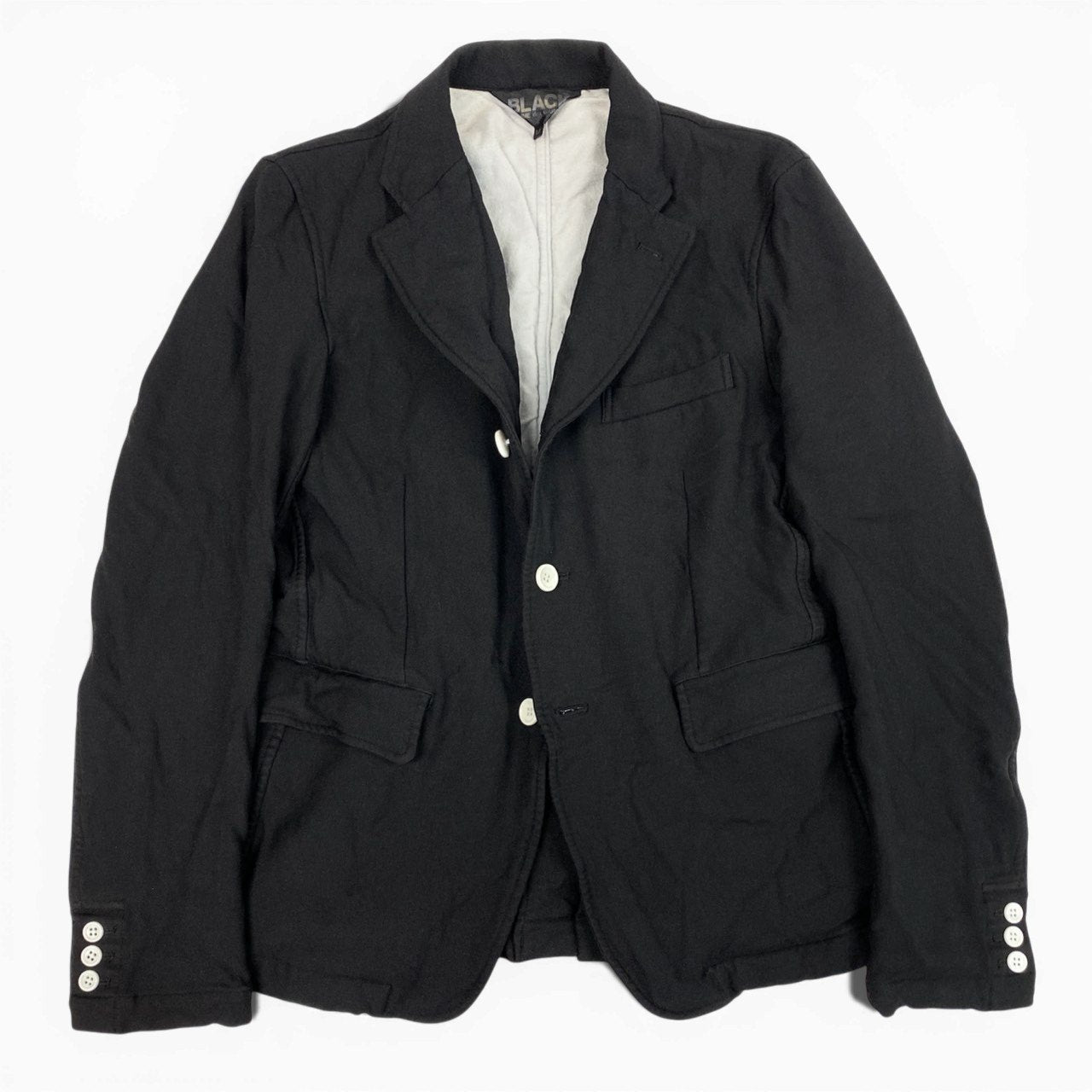 11b9 BLACK COMME des GARCONS ブラックコムデギャルソン 2014年 ポリ縮絨 テーラージャケット アウター M ブラック ポリエステル メンズk02i