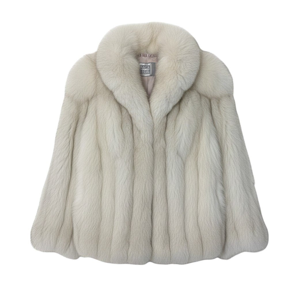 69g14 SAGA FOX サガフォックス 銀サガ ブルーフォックス ファーコート サイズ11 ホワイト 最高級本毛皮 Fox Fur Coatt18r